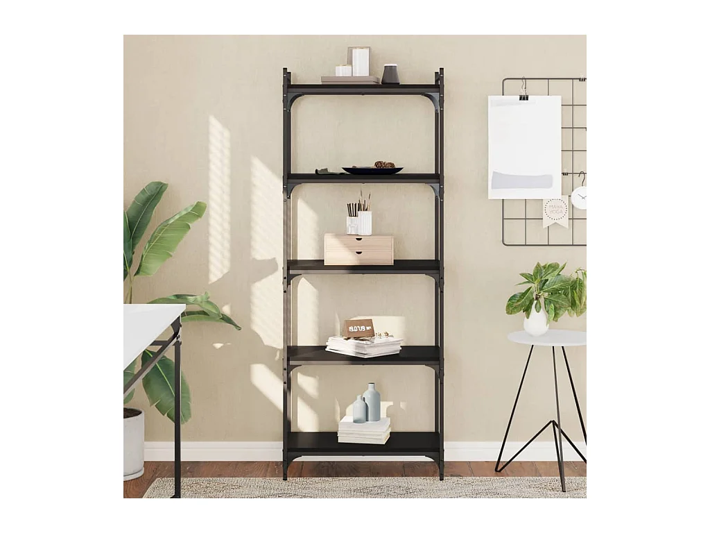 Bibliothèque | Etagère de rangement | Meuble de rangement à 5 niveaux noir 60x30x154 cm bois d'ingénierie