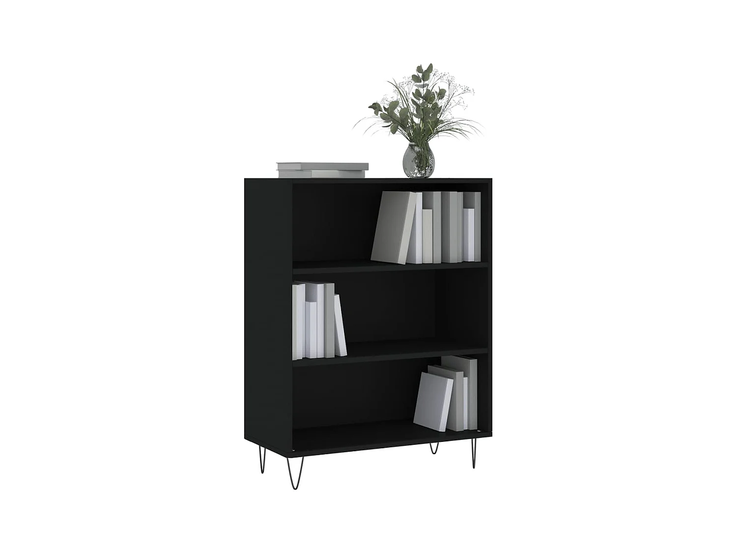 Bibliothèque | Etagère de rangement | Meuble de rangement noir 69,5x32,5x90 cm bois d'ingénierie