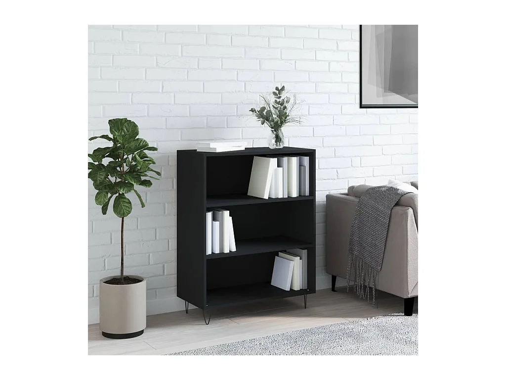 Libreria | Scaffale | Mobile di stoccaggio Nera 69,5x32,5x90 cm in Legno Multistrato