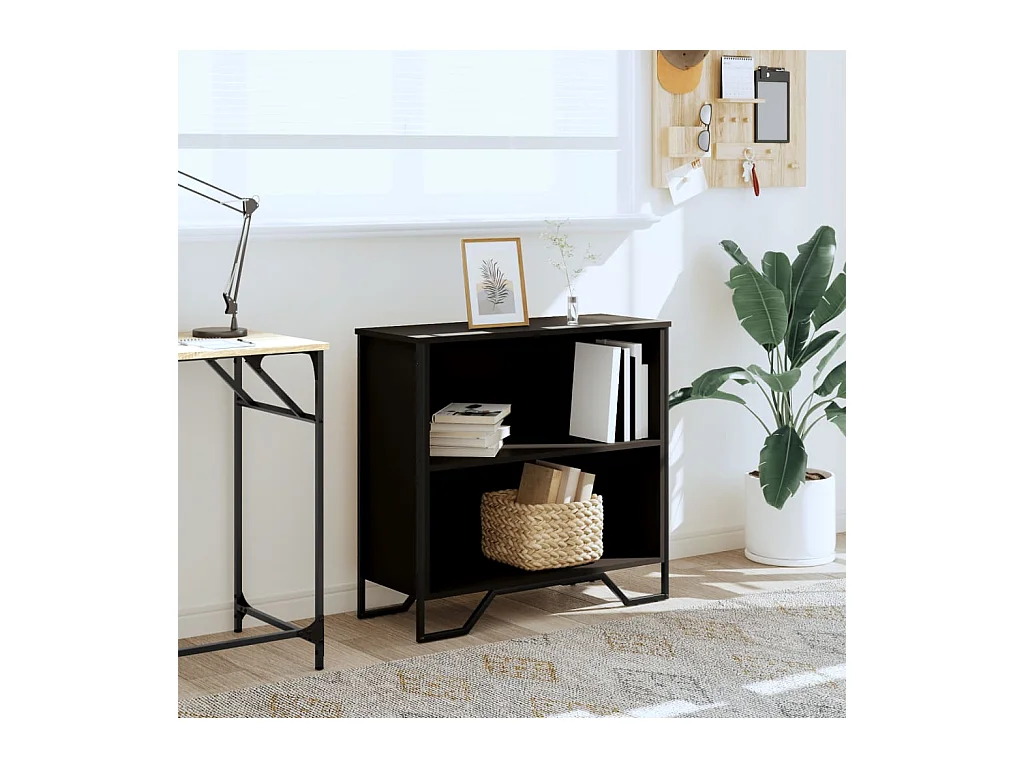 Bibliothèque | Etagère de rangement | Meuble de rangement noir 80x31x74,5 cm bois d'ingénierie