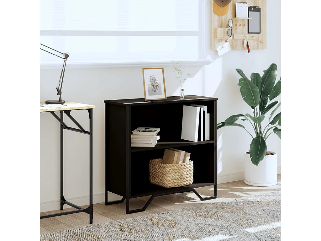 Bibliothèque | Etagère de rangement | Meuble de rangement noir 80x31x74,5 cm bois d'ingénierie