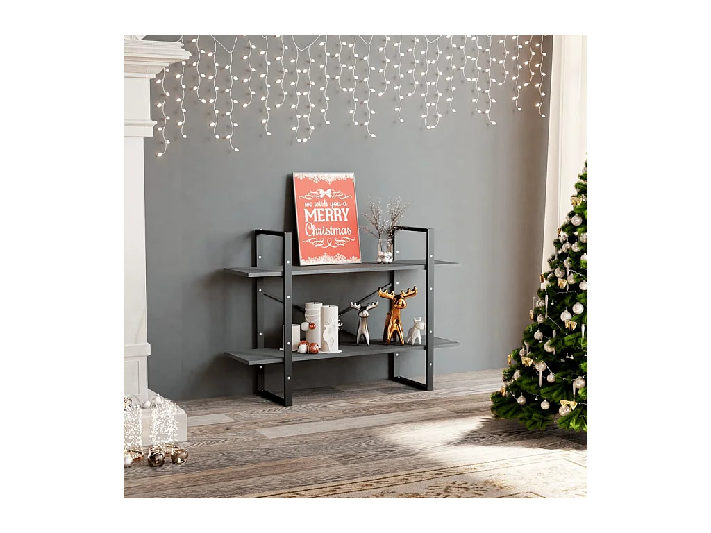 Bibliothèque | Etagère de rangement | Meuble de rangement à 2 niveaux Gris 100x30x70 cm Bois de pin massif