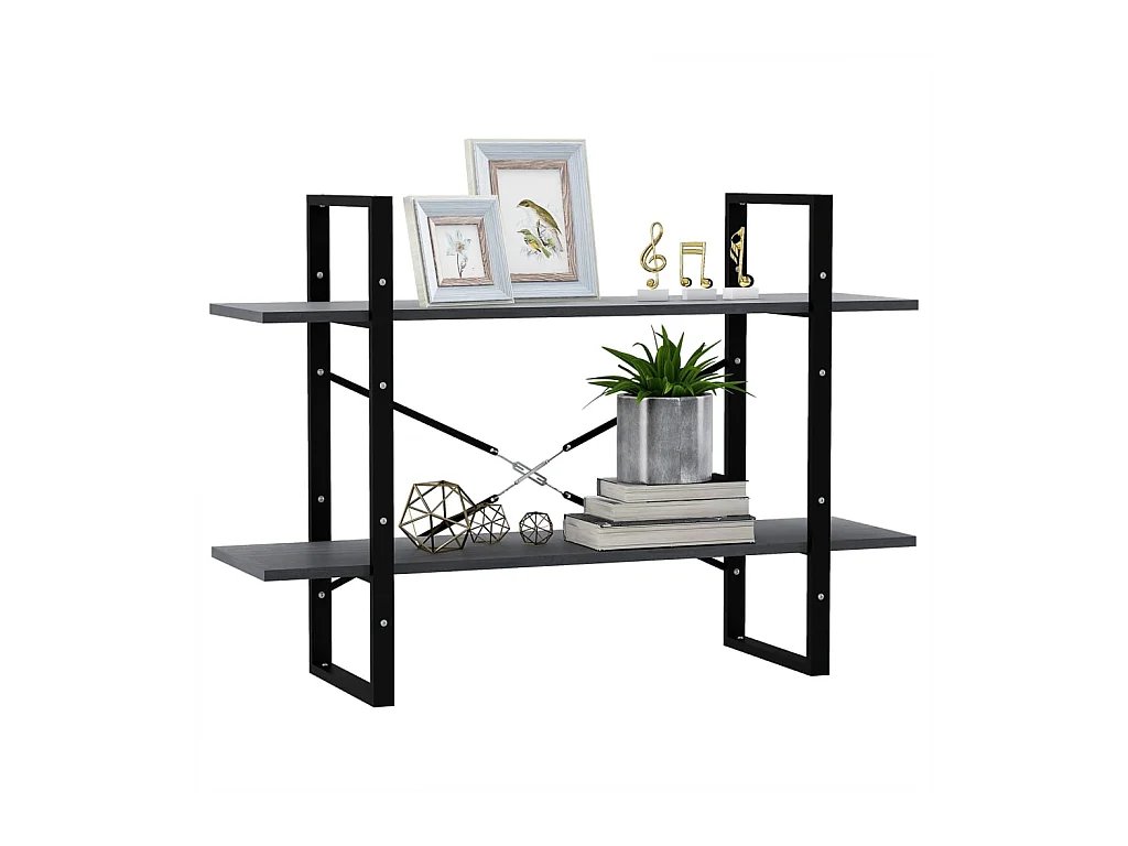 Bibliothèque | Etagère de rangement | Meuble de rangement à 2 niveaux Gris 100x30x70 cm Bois de pin massif