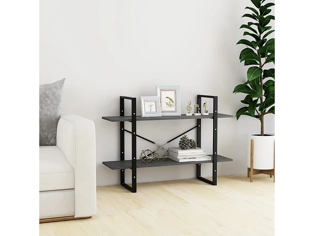 Bibliothèque | Etagère de rangement | Meuble de rangement à 2 niveaux Gris 100x30x70 cm Bois de pin massif