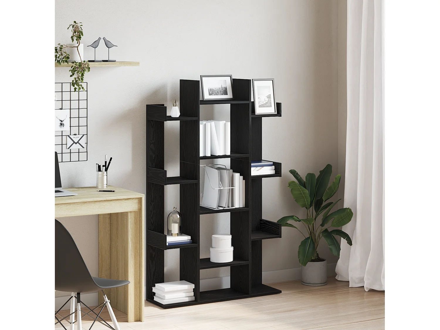 Mobile per libri | Scaffale Libri | Mobile di stoccaggio Nero Rovere 86x25,5x140 cm in Legno Ingegnerizzato