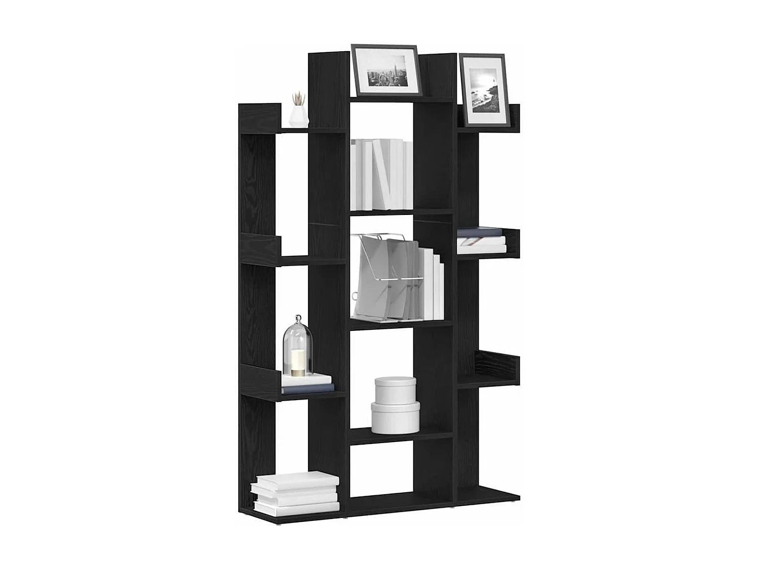 Mobile per libri | Scaffale Libri | Mobile di stoccaggio Nero Rovere 86x25,5x140 cm in Legno Ingegnerizzato