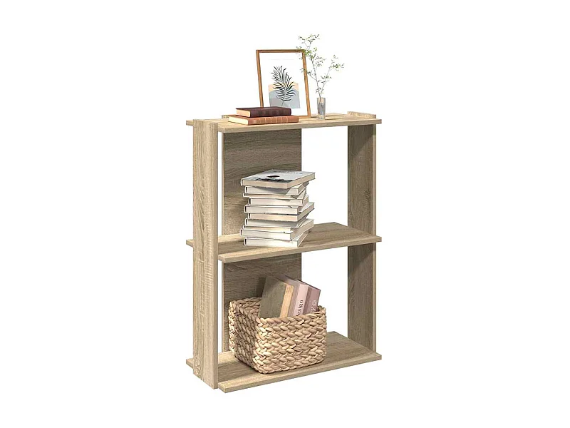Bibliothèque | Etagère de rangement | Meuble de rangement à 3 niveaux chêne sonoma 60x30x80 cm