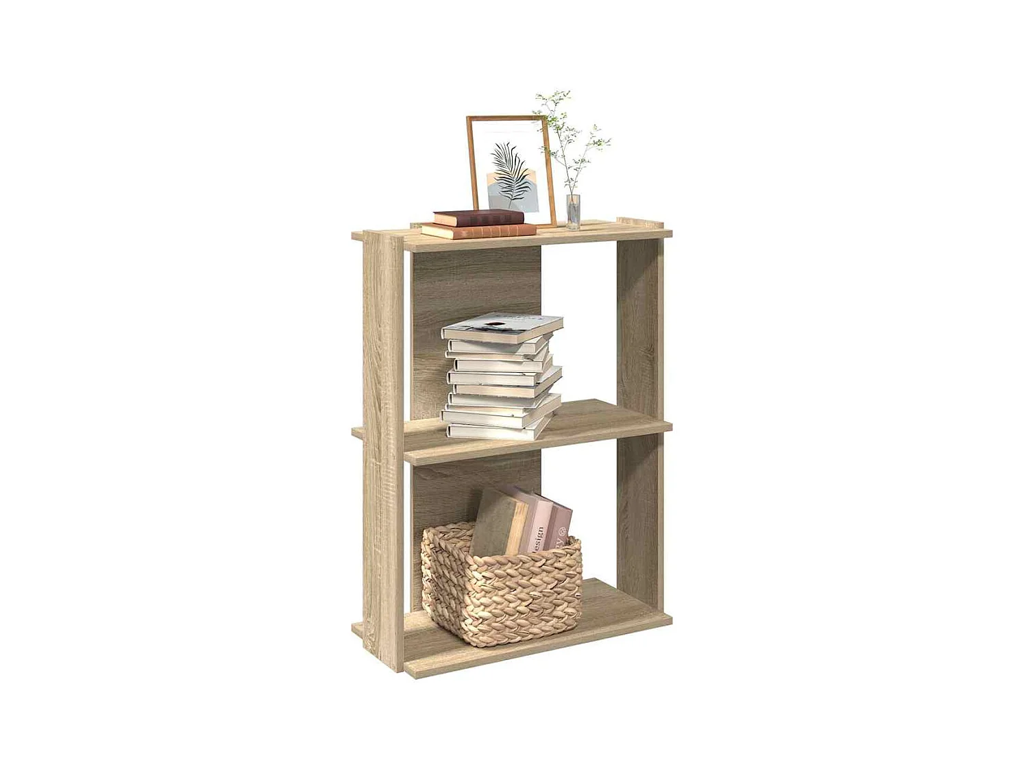 Bibliothèque | Etagère de rangement | Meuble de rangement à 3 niveaux chêne sonoma 60x30x80 cm