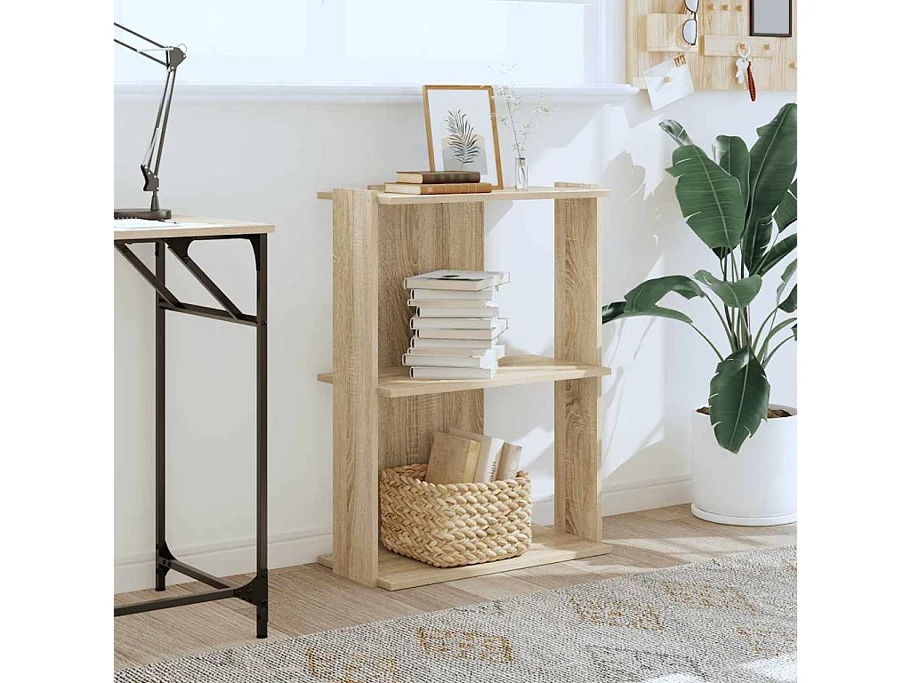 Libreria | Scaffale | Mobile di stoccaggio 3 Ripiani Rovere Sonoma 60x30x80 cm Legno Multistrato