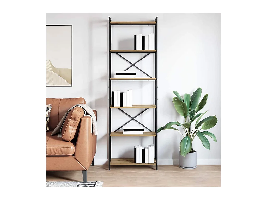 Bibliothèque | Etagère de rangement | Meuble de rangement chêne artisanal 60 x 30 x 188 cm