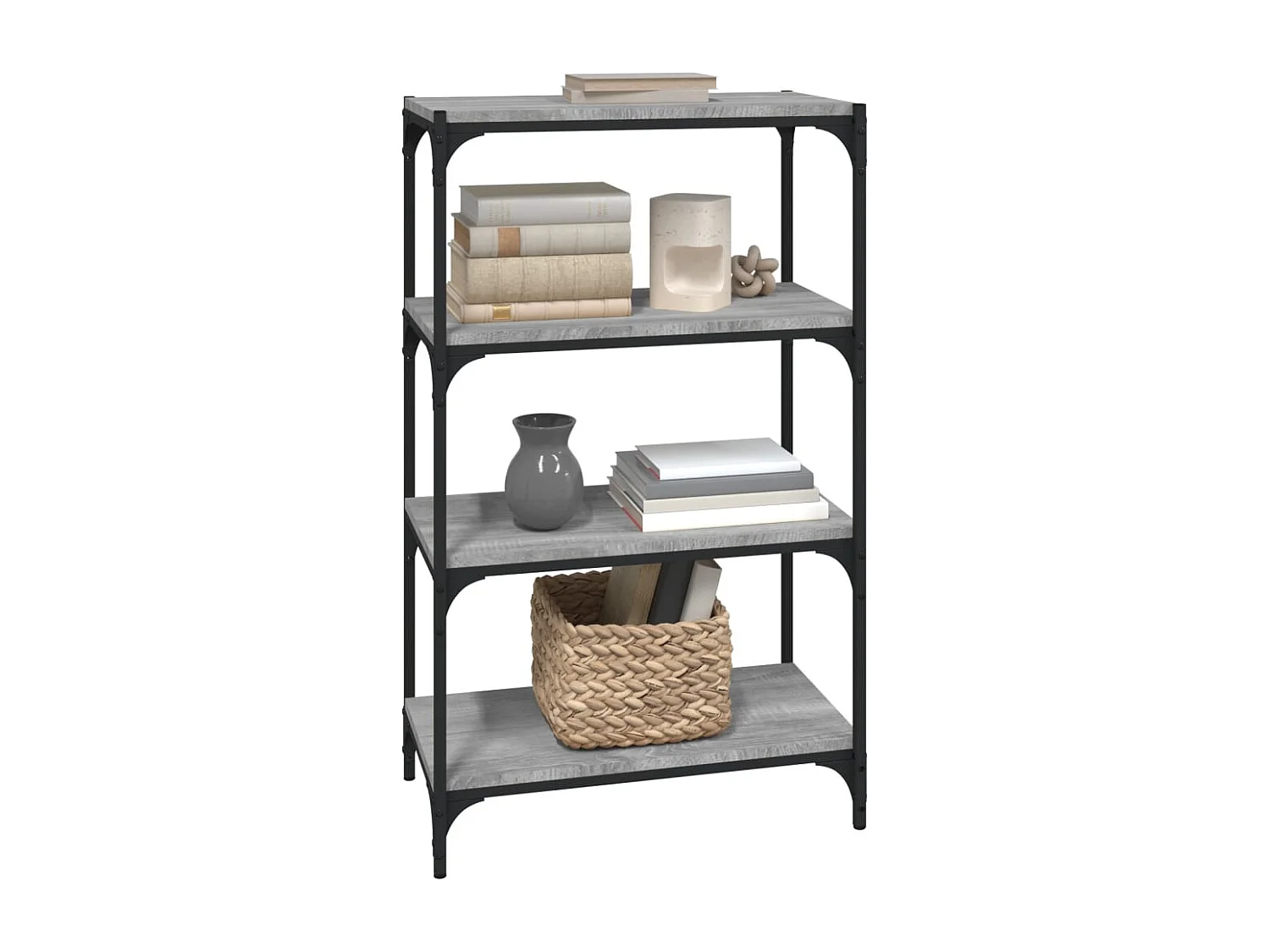 Libreria | Scaffale | Mobile di stoccaggio Grigio Sonoma 60x33x100 cm Legno Multistrato e Acciaio