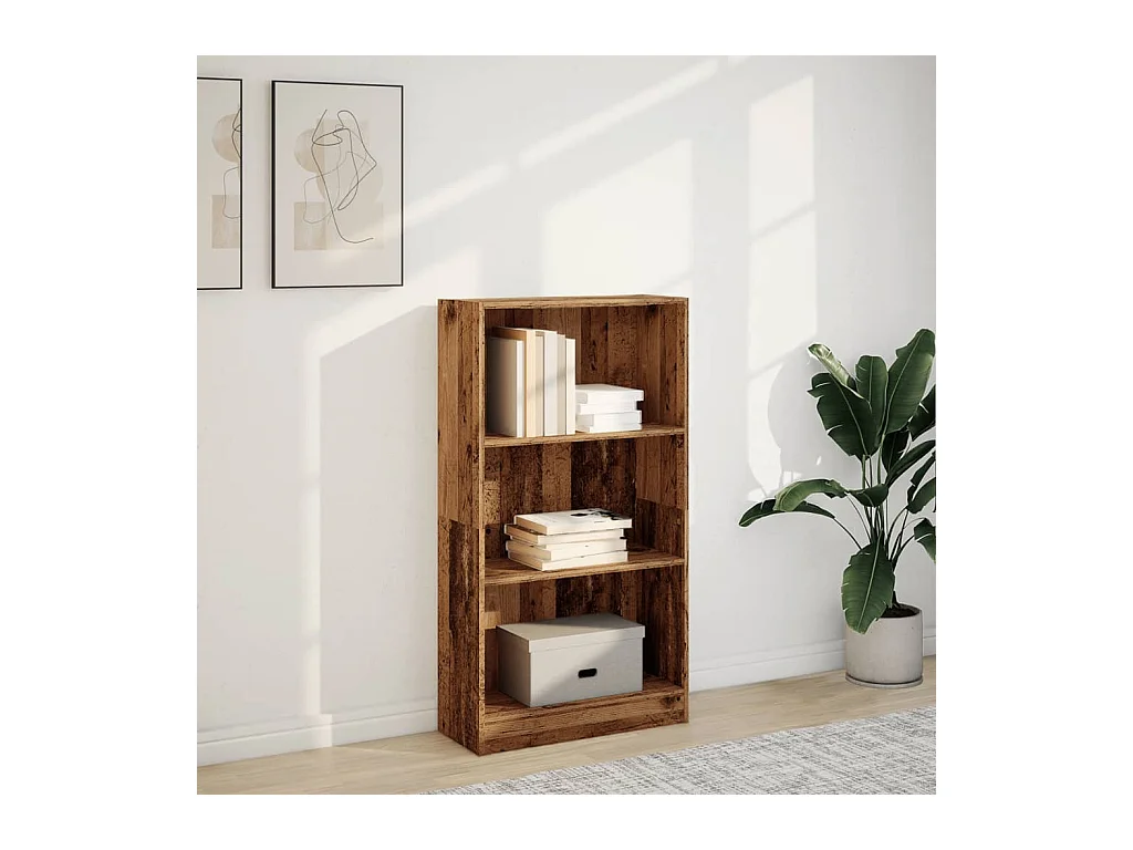 Bibliothèque | Etagère de rangement | Meuble de rangement vieux bois 60x24x109 cm bois d'ingénierie