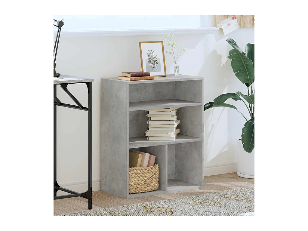 Bibliothèque | Etagère de rangement | Meuble de rangement gris béton 60x30x71,5 cm bois d'ingénierie