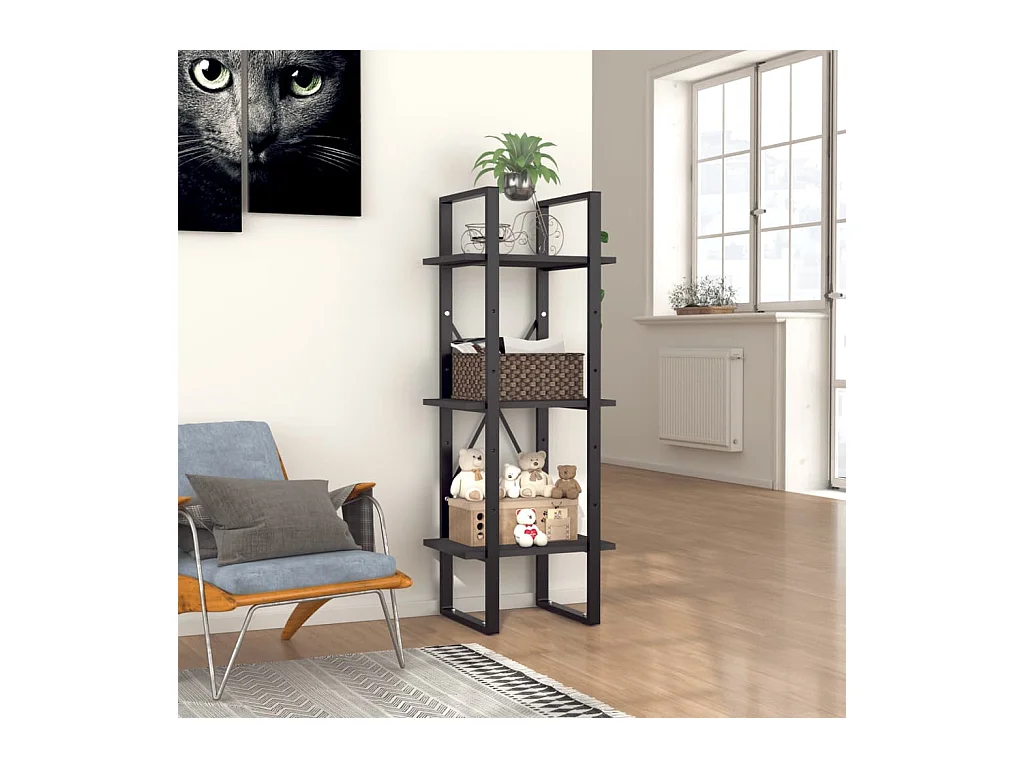 Bibliothèque | Etagère de rangement | Meuble de rangement à 3 niveaux gris 40x30x105 cm bois d'ingénierie