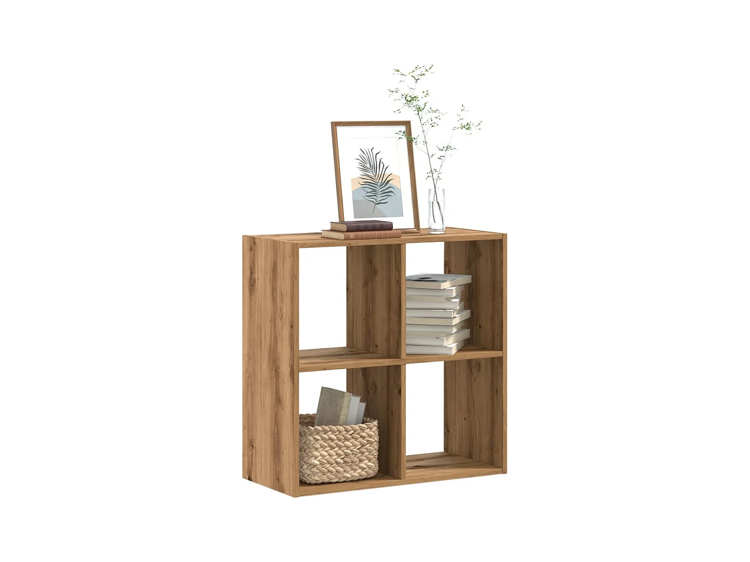 Bibliothèque | Etagère de rangement | Meuble de rangement chêne artisanal 68,5x32x68,5 cm bois d'ingénierie