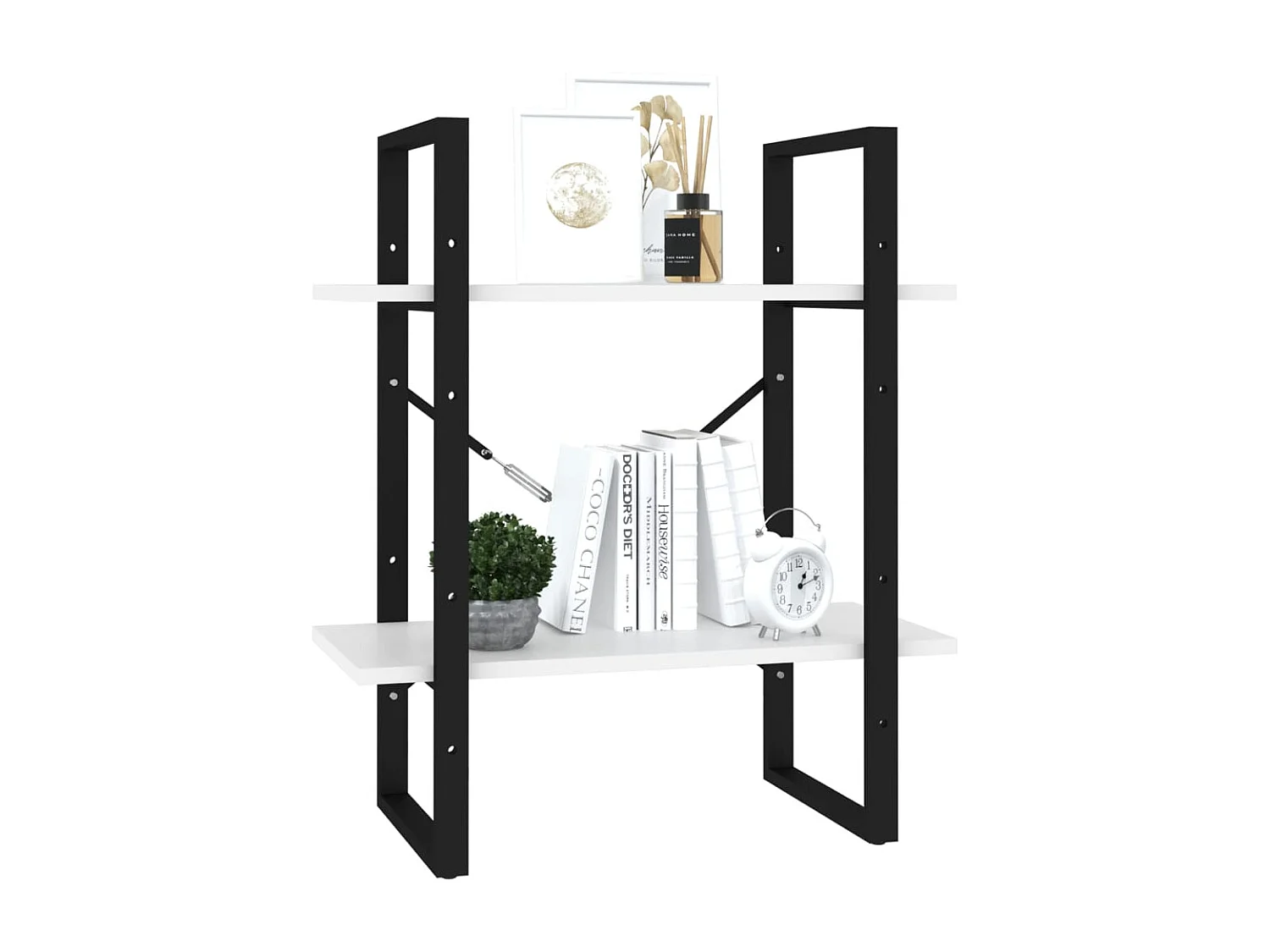 Libreria | Scaffale | Mobile di stoccaggio a 2 Ripiani Bianca 60x30x70 cm in Legno Multistrato