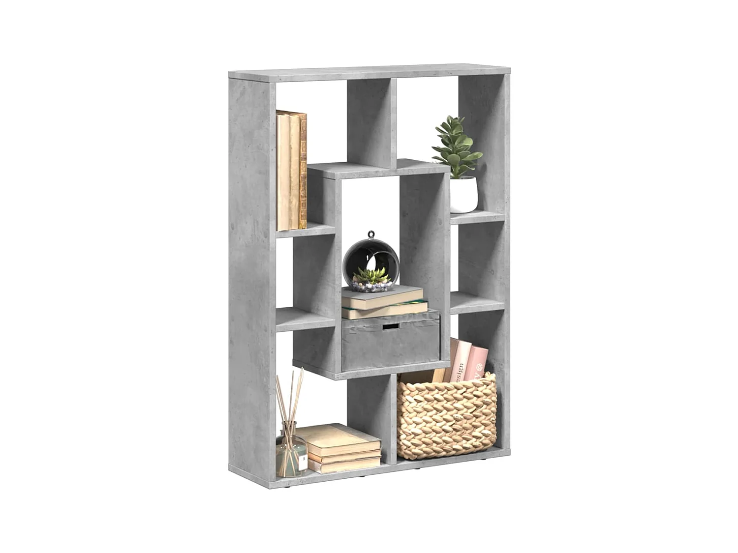 Bibliothèque | Etagère de rangement | Meuble de rangement gris béton 63x20x90 cm bois d'ingénierie