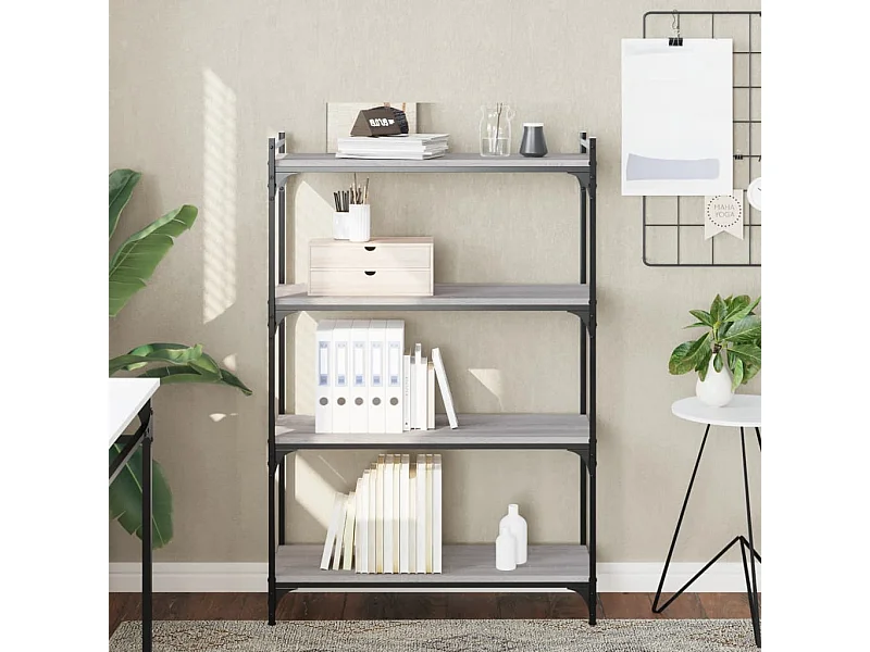 Bibliothèque | Etagère de rangement | Meuble de rangement à 4 niveaux sonoma gris 80x30x120 cm