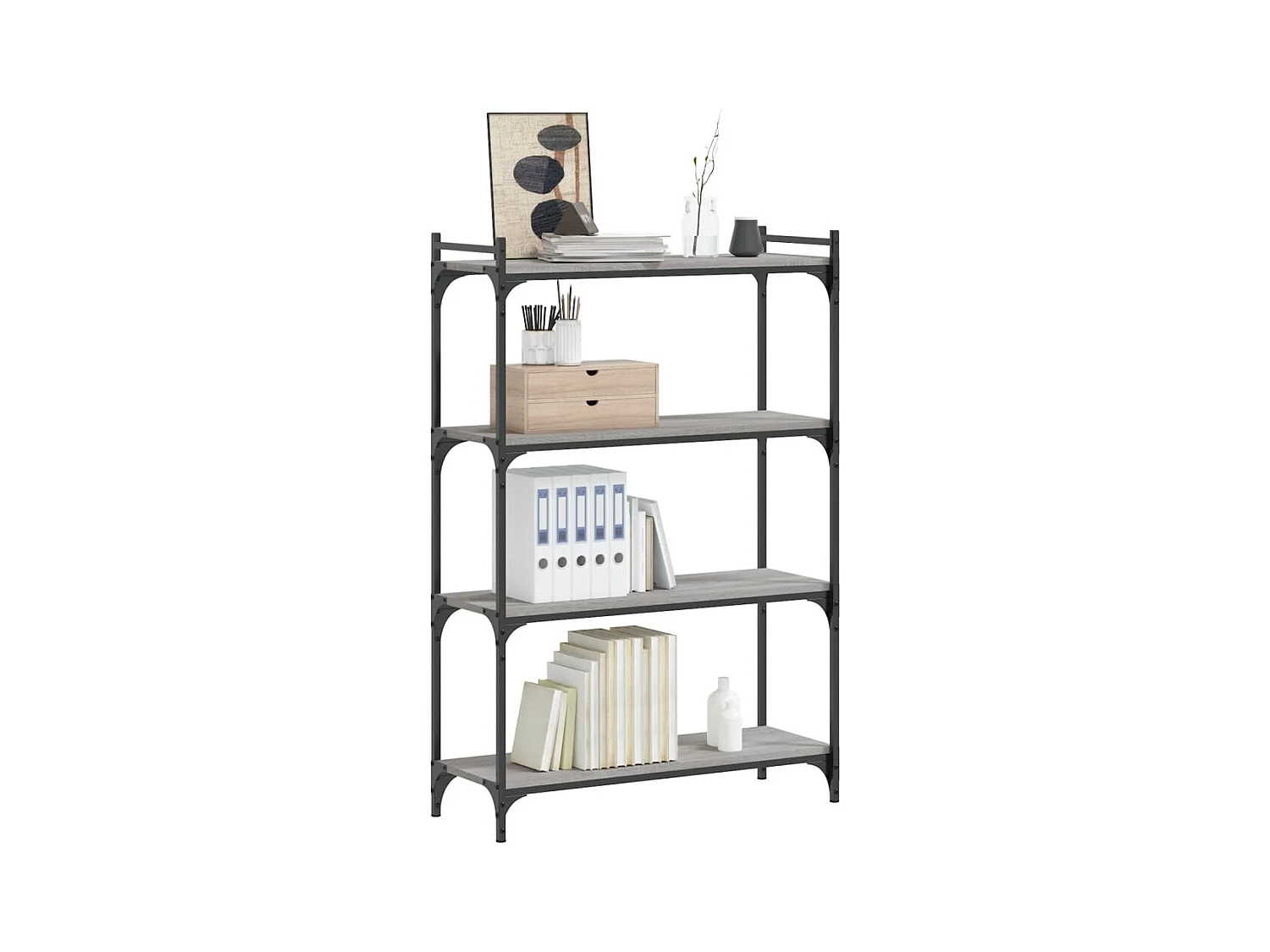 Bibliothèque | Etagère de rangement | Meuble de rangement à 4 niveaux sonoma gris 80x30x120 cm