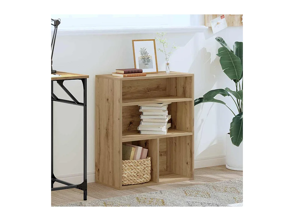 Bibliothèque | Etagère de rangement | Meuble de rangement chêne artisanal 60x30x71,5 cm bois d'ingénierie