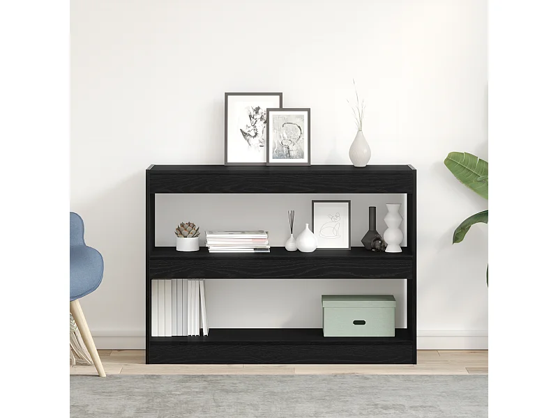 Libreria | Scaffale | Mobile di stoccaggio Divisorio per Stanze Nero Rovere 100x30x72 cm Legno ingegnerizzato