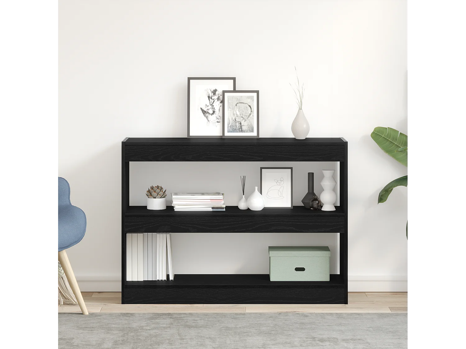 Bibliothèque | Etagère de rangement | Meuble de rangement Noir Chêne 100x30x72 cm Bois d'ingénierie