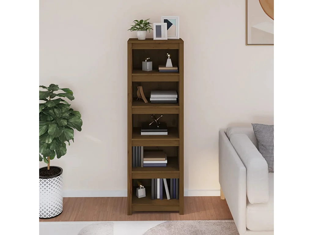 Libreria | Scaffale | Mobile di stoccaggio Marrone Ambra 50x35x154 cm in Legno Massello di Pino