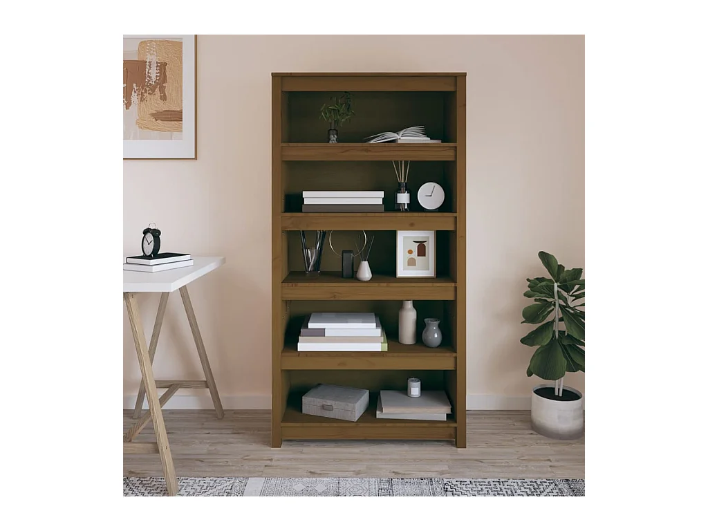 Bibliothèque | Etagère de rangement | Meuble de rangement Marron miel 80x35x154 cm Bois de pin massif