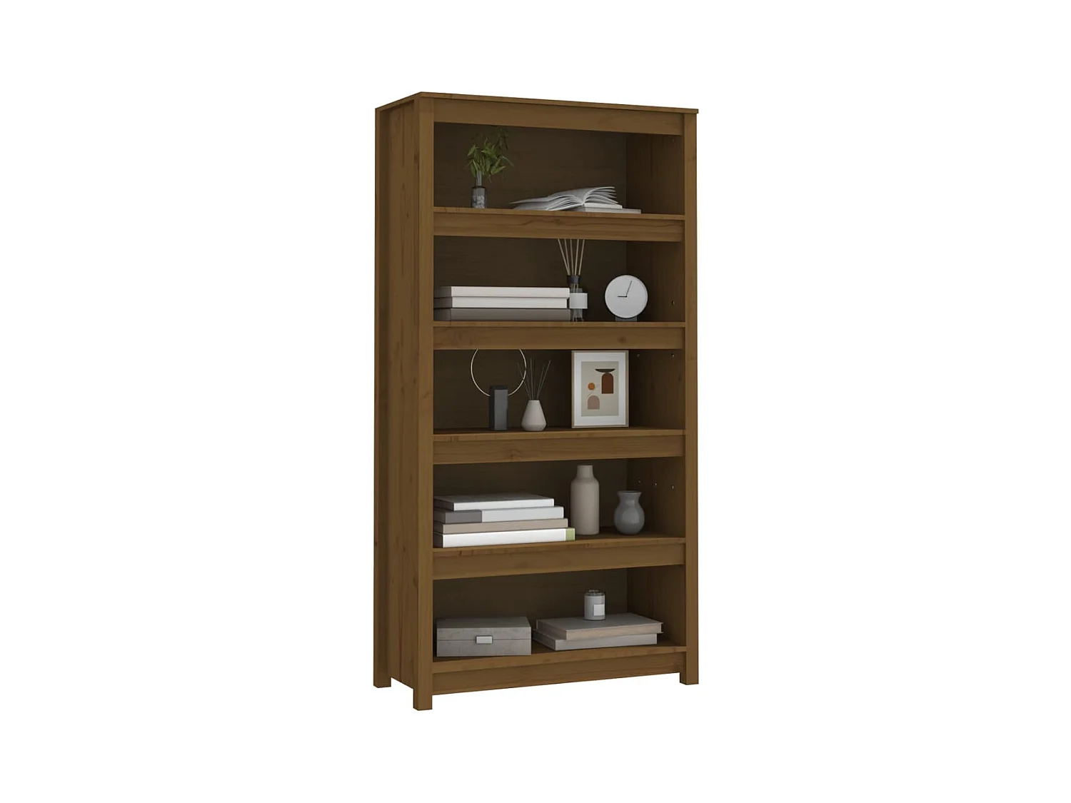 Bibliothèque | Etagère de rangement | Meuble de rangement Marron miel 80x35x154 cm Bois de pin massif