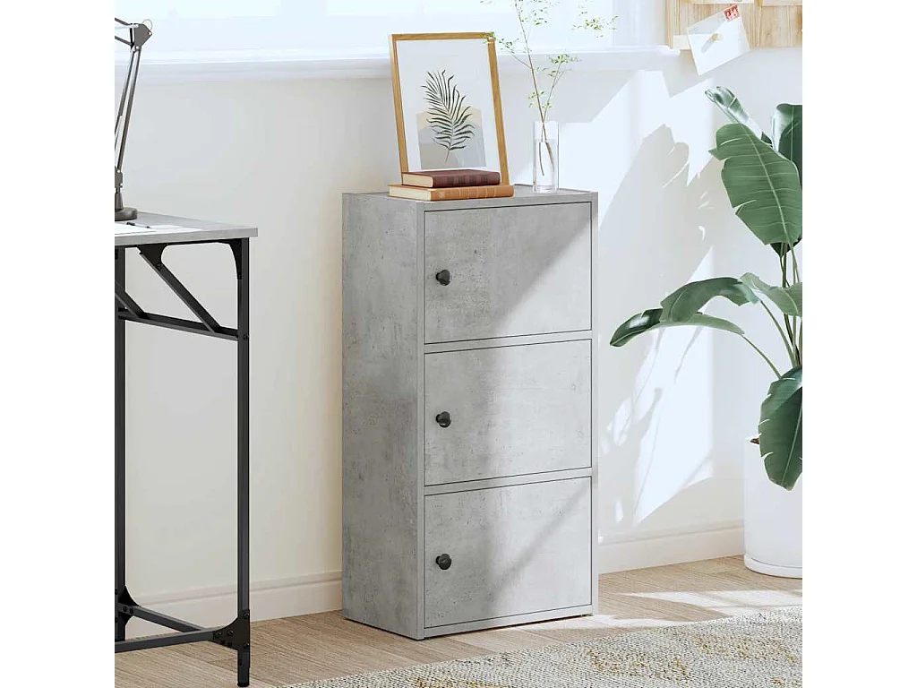 Bibliothèque | Etagère de rangement | Meuble de rangement gris béton 40x24x77 cm bois d'ingénierie