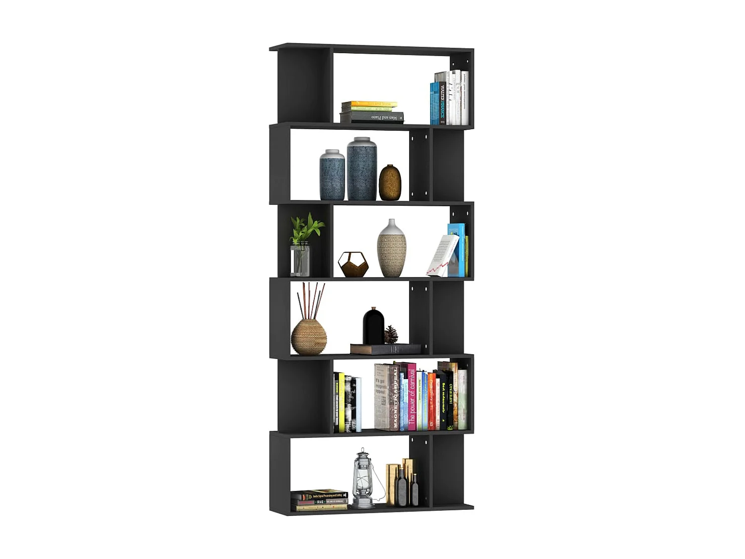 Libreria | Scaffale | Mobile di stoccaggio Divisorio Nero 80x24x192 cm in Legno Multistrato