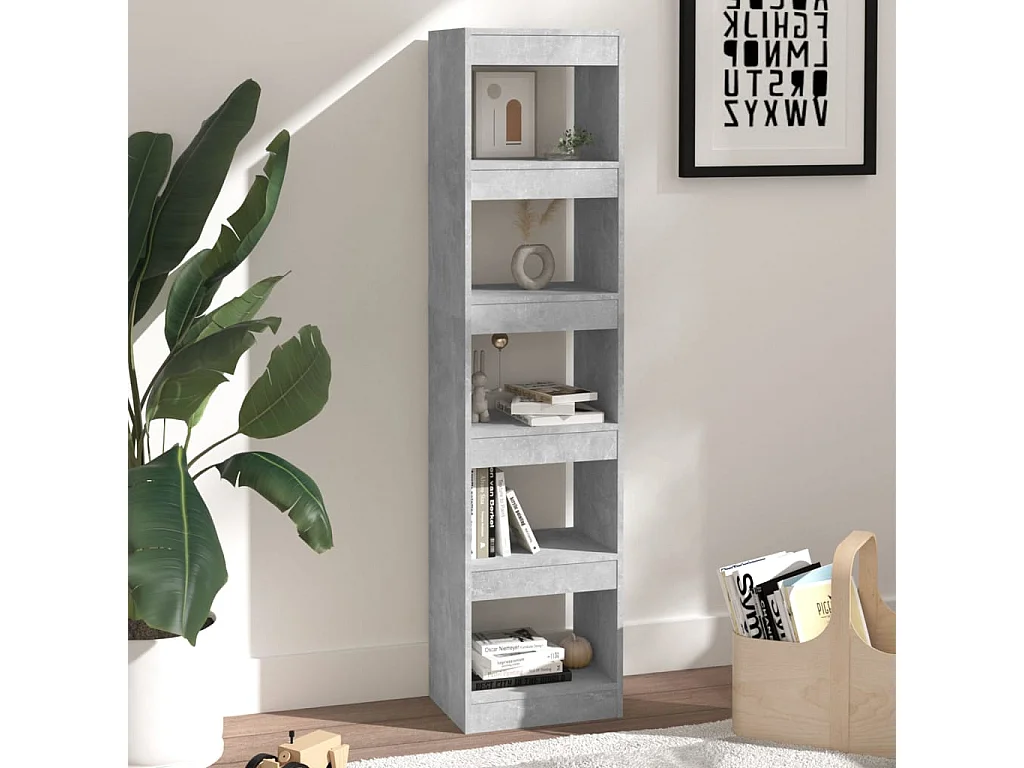 Bibliothèque | Etagère de rangement | Meuble de rangement Gris béton 40x30x166 cm