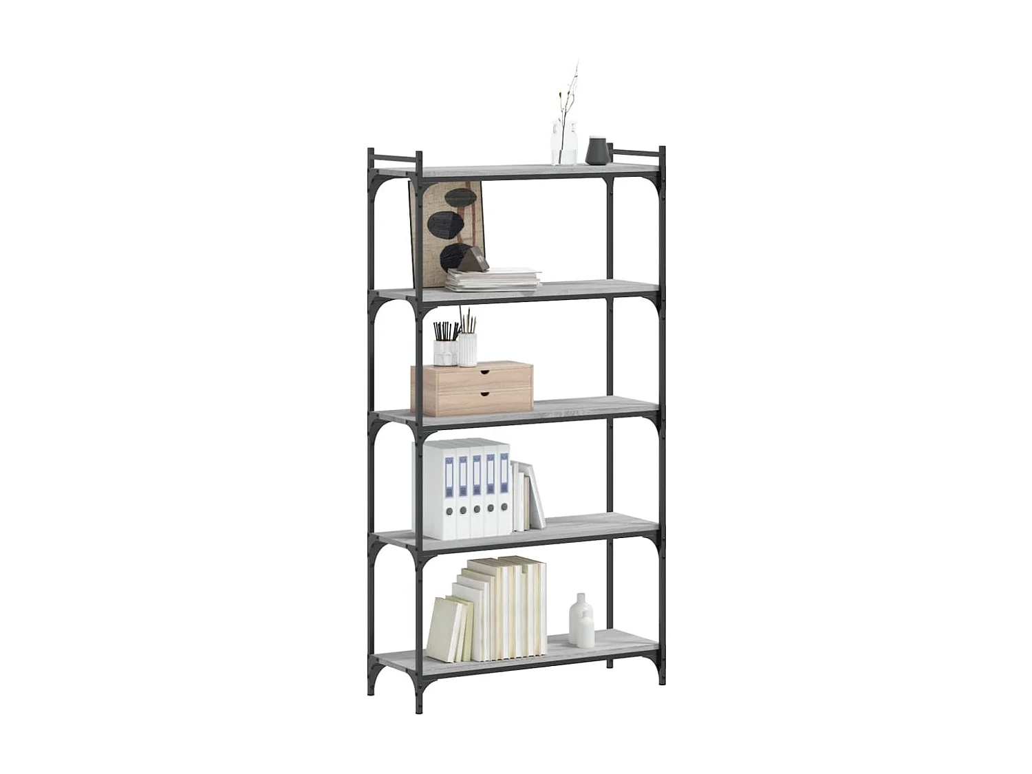 Bibliothèque | Etagère de rangement | Meuble de rangement à 5 niveaux sonoma gris 80x30x154 cm