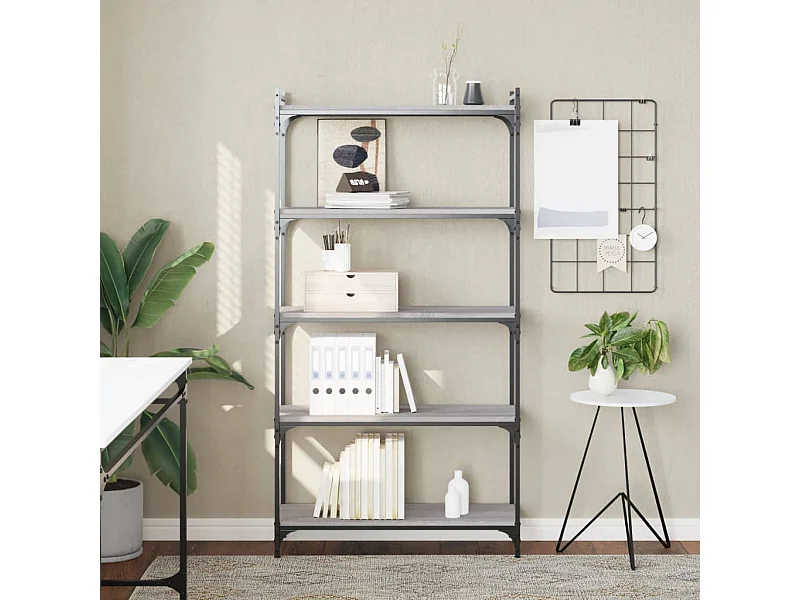 Bibliothèque | Etagère de rangement | Meuble de rangement à 5 niveaux sonoma gris 80x30x154 cm