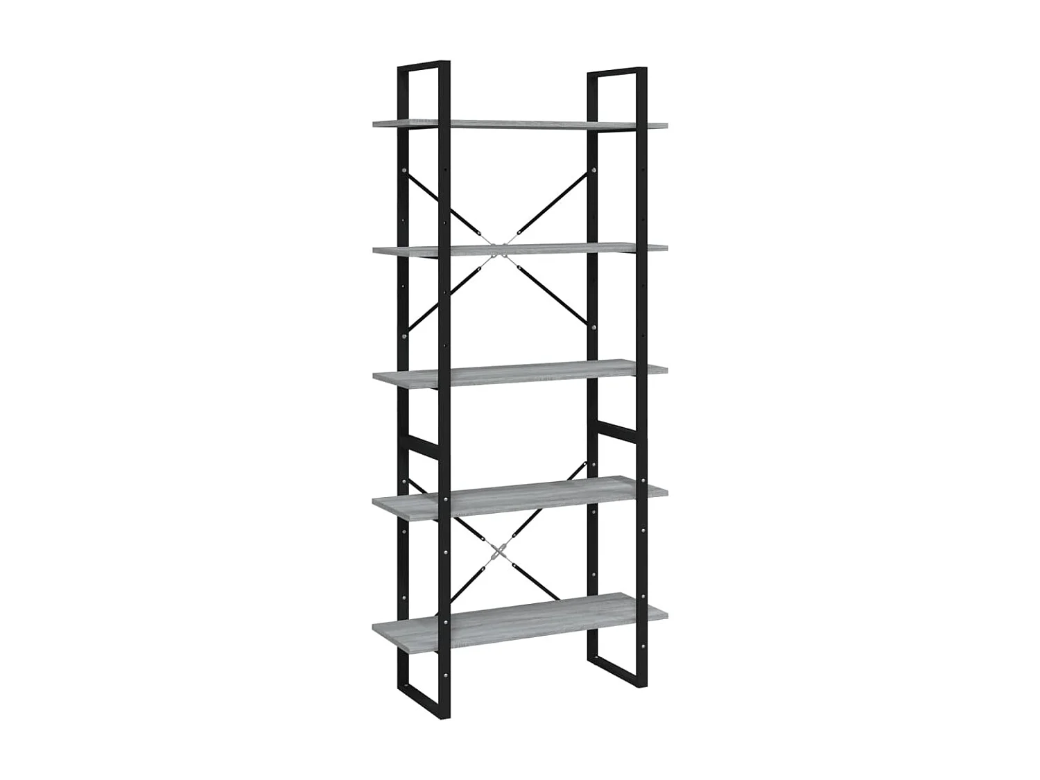 Bibliothèque | Etagère de rangement | Meuble de rangement 5 niveaux Sonoma gris 80x30x175 cm