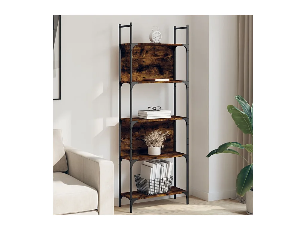 Bibliothèque | Etagère de rangement | Meuble de rangement à 5 niveaux chêne fumé 60,5x24x166,5 cm