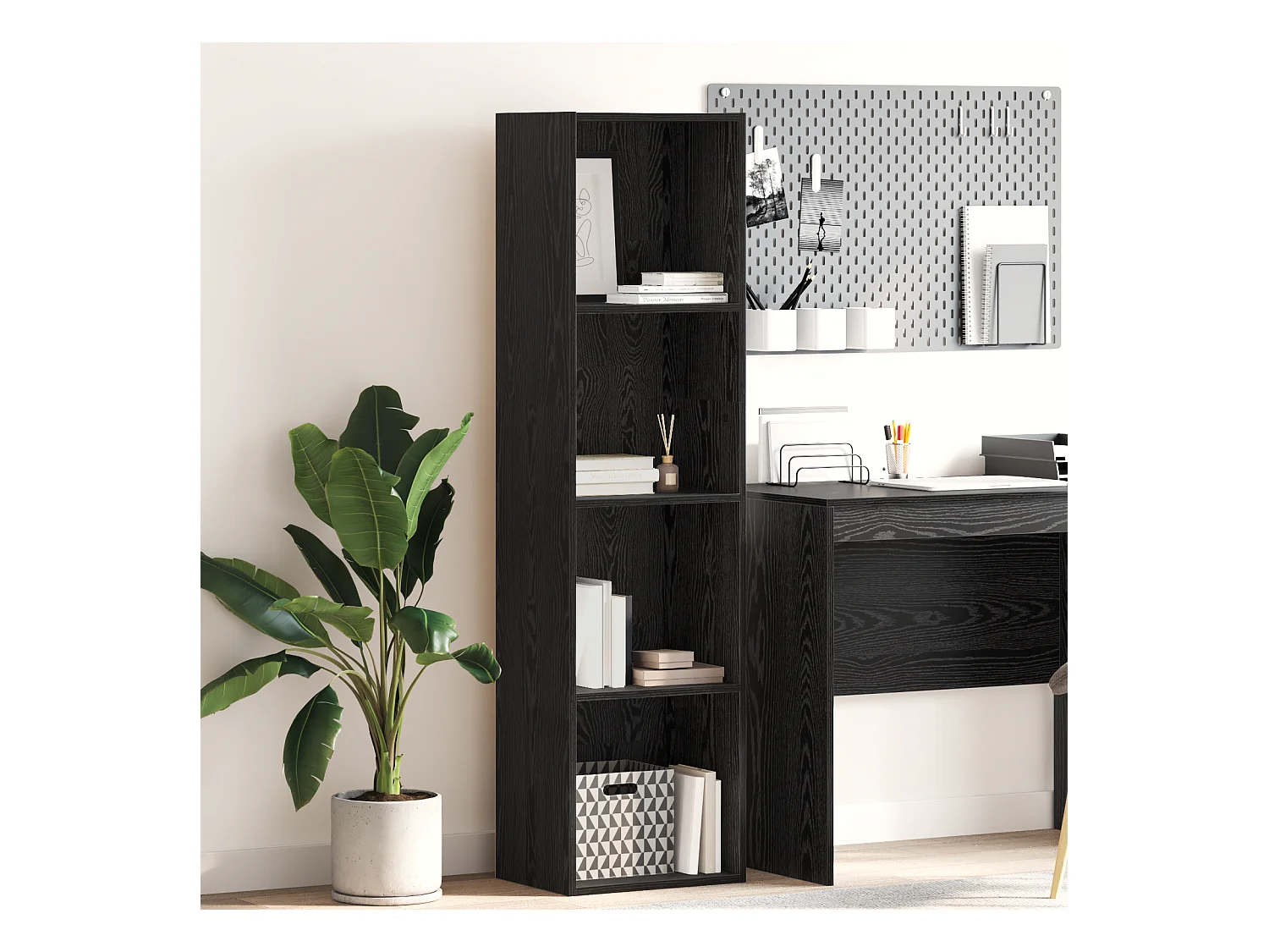 Bibliothèque | Etagère de rangement | Meuble de rangement Chêne noir 40 x 30 x 152 cm Bois d'ingénierie