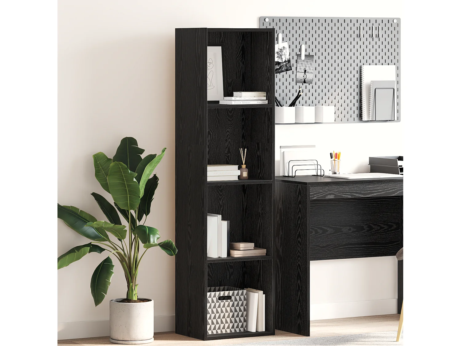 Libreria | Scaffale | Mobile di stoccaggio Rovere nero 40 x 30 x 152 cm Legno multistrato