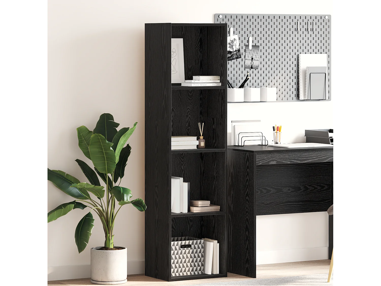 Bibliothèque | Etagère de rangement | Meuble de rangement Chêne noir 40 x 30 x 152 cm Bois d'ingénierie