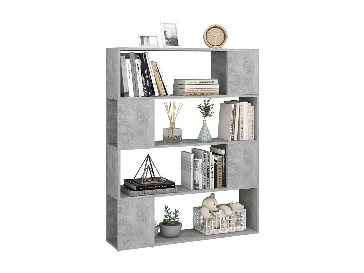 Libreria | Scaffale | Mobile di stoccaggio Divisorio Grigio Cemento 100x24x124 cm