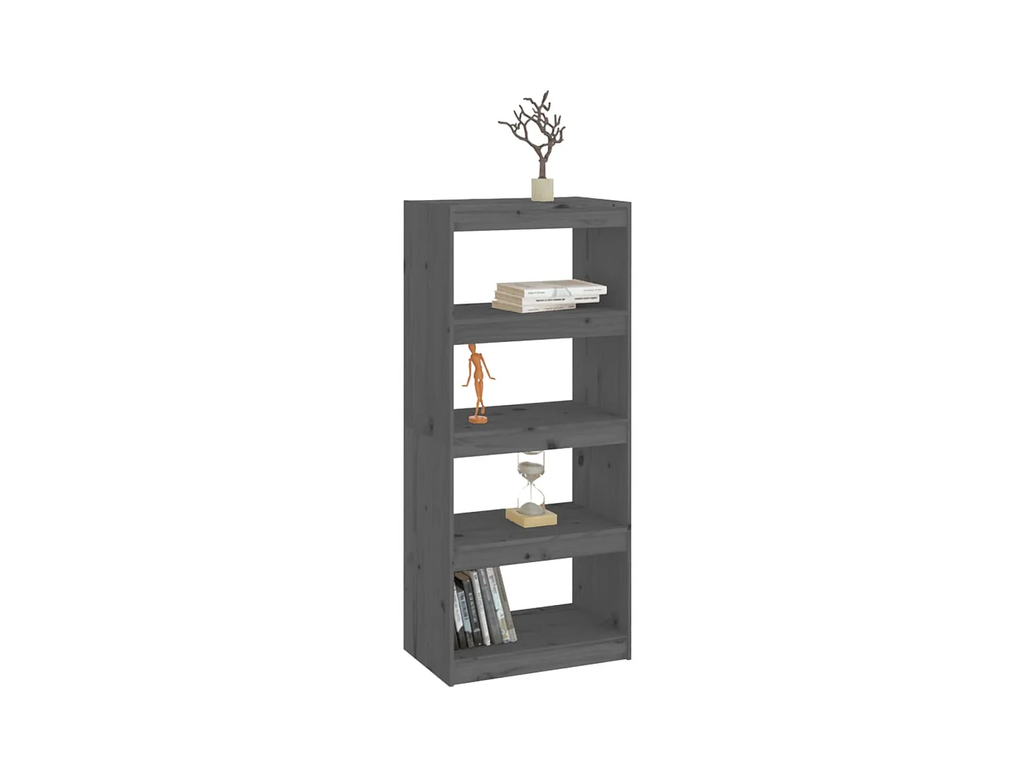 Bibliothèque | Etagère de rangement | Meuble de rangement Gris 60x30x135,5 cm Pin massif
