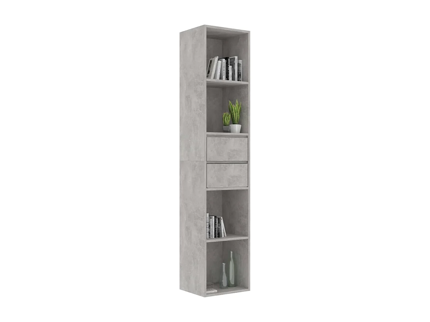 Libreria | Scaffale | Mobile di stoccaggio Grigio Cemento 36x30x171 cm in Legno Multistrato