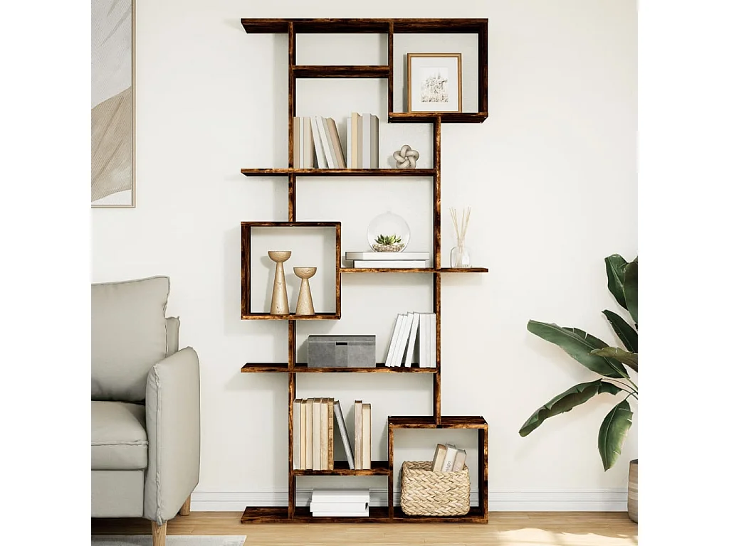 Bibliothèque | Etagère de rangement | Meuble de rangement chêne fumé 92x29x188 cm bois d'ingénierie