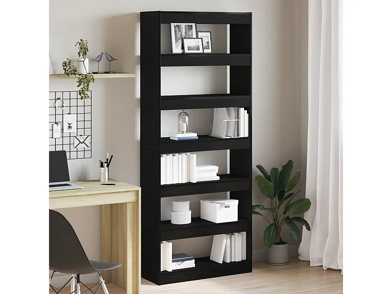 Libreria | Scaffale | Mobile di stoccaggio Separatore di Stanza Nera 80x30x198 cm di