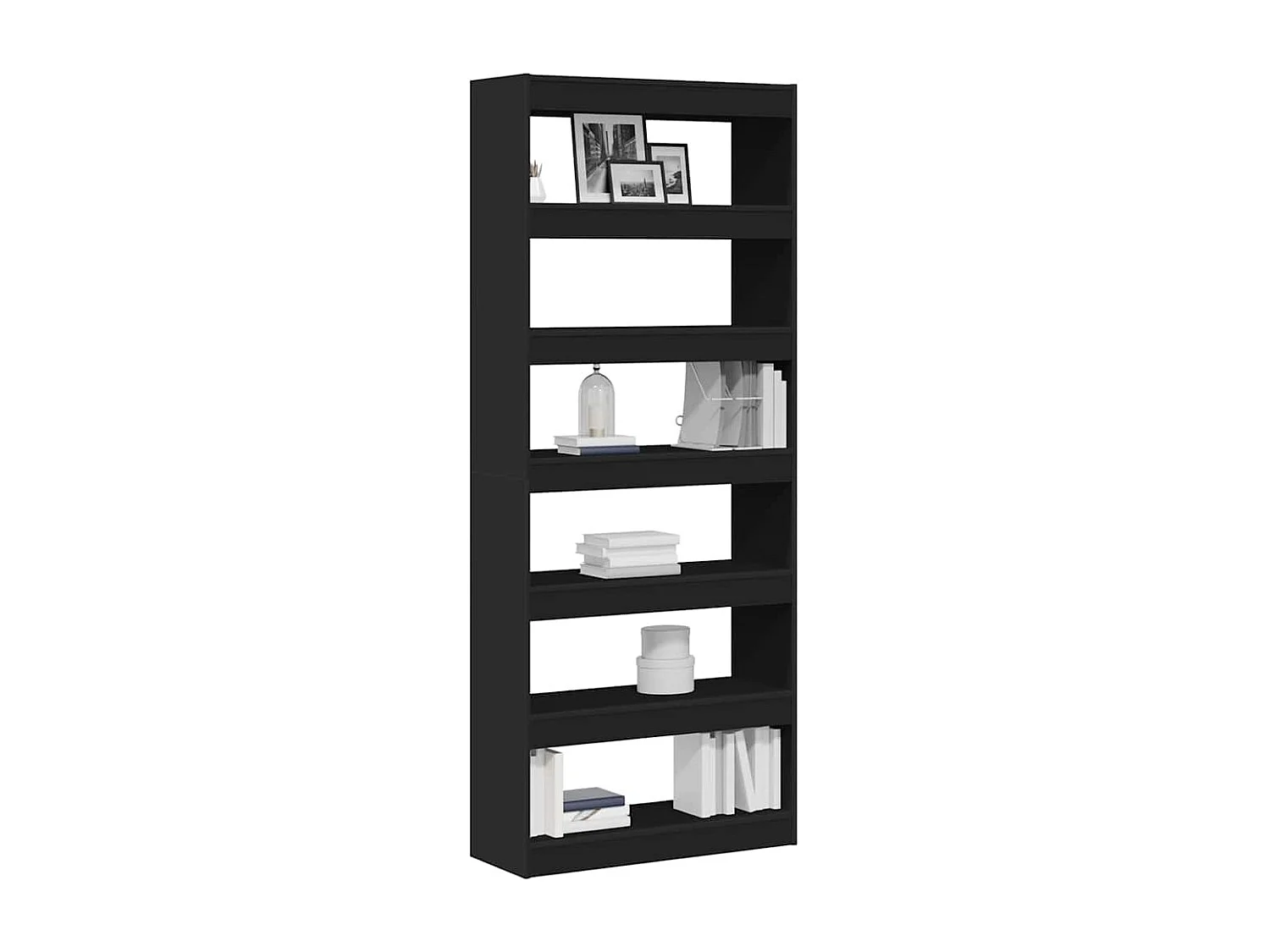 Libreria | Scaffale | Mobile di stoccaggio Separatore di Stanza Nera 80x30x198 cm di