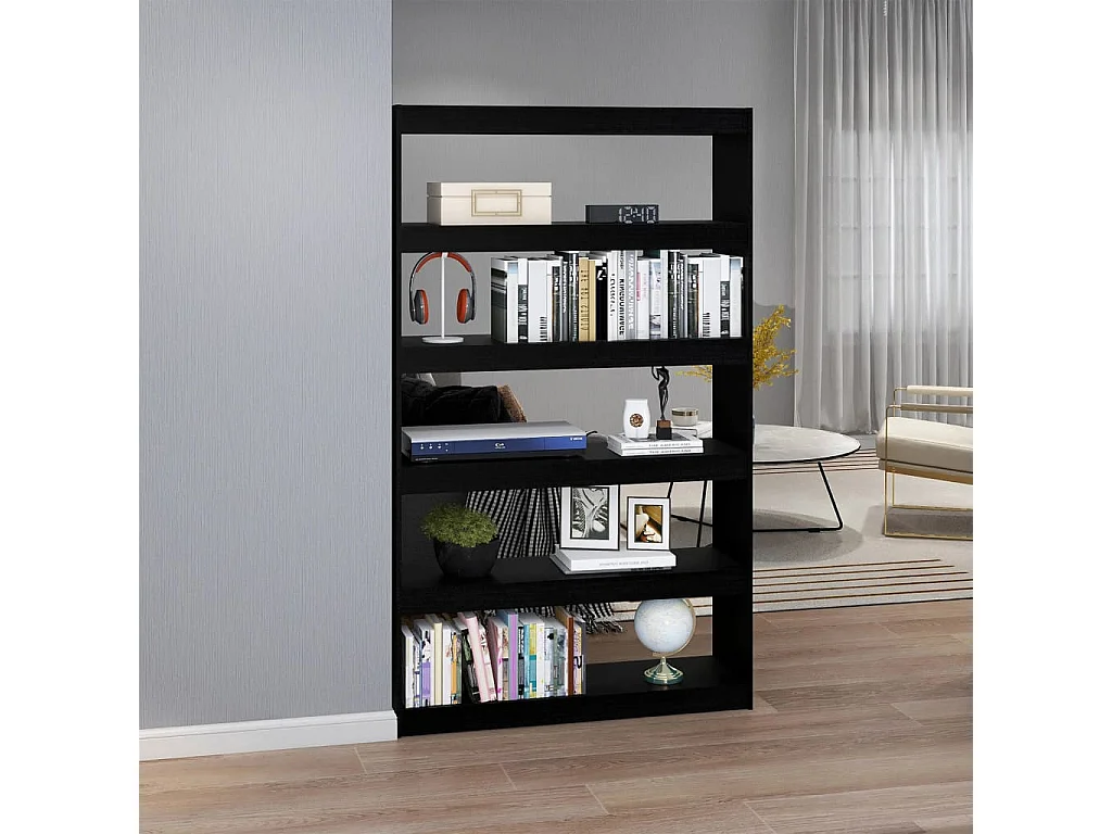Libreria | Scaffale | Mobile di stoccaggio Divisorio Nero 100x30x167,5 cm in Legno di Pino