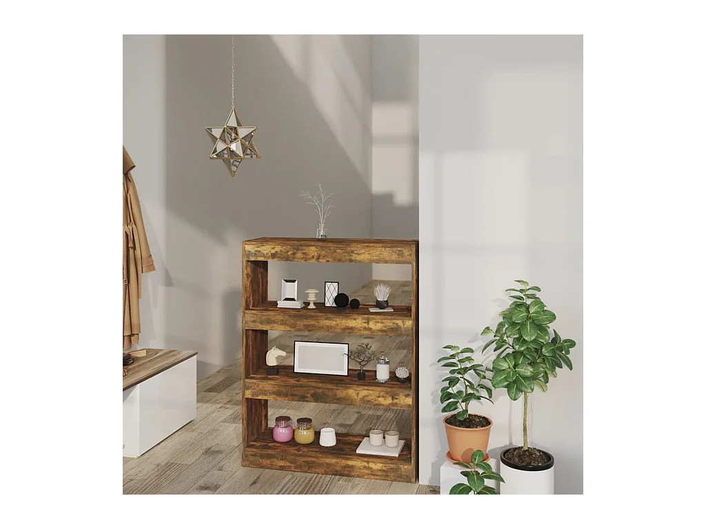 Bibliothèque | Etagère de rangement | Meuble de rangement chêne fumé bois d'ingénierie