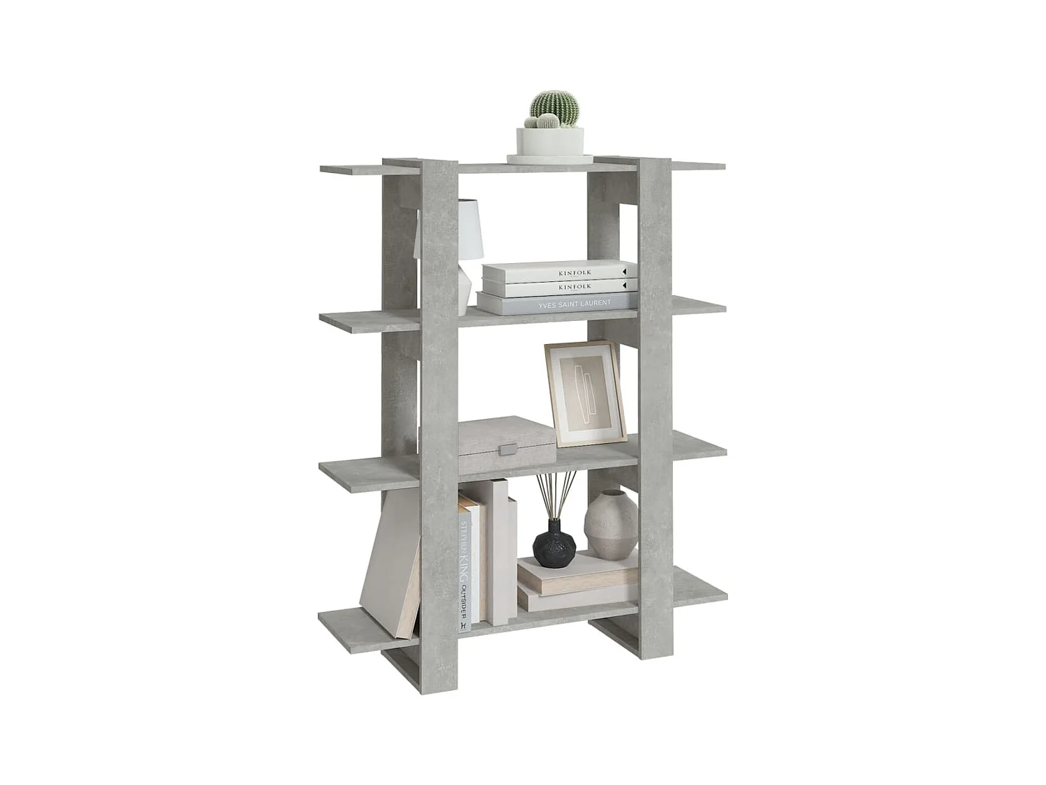 Bibliothèque | Etagère de rangement | Meuble de rangement Gris béton 100x30x123,5 cm