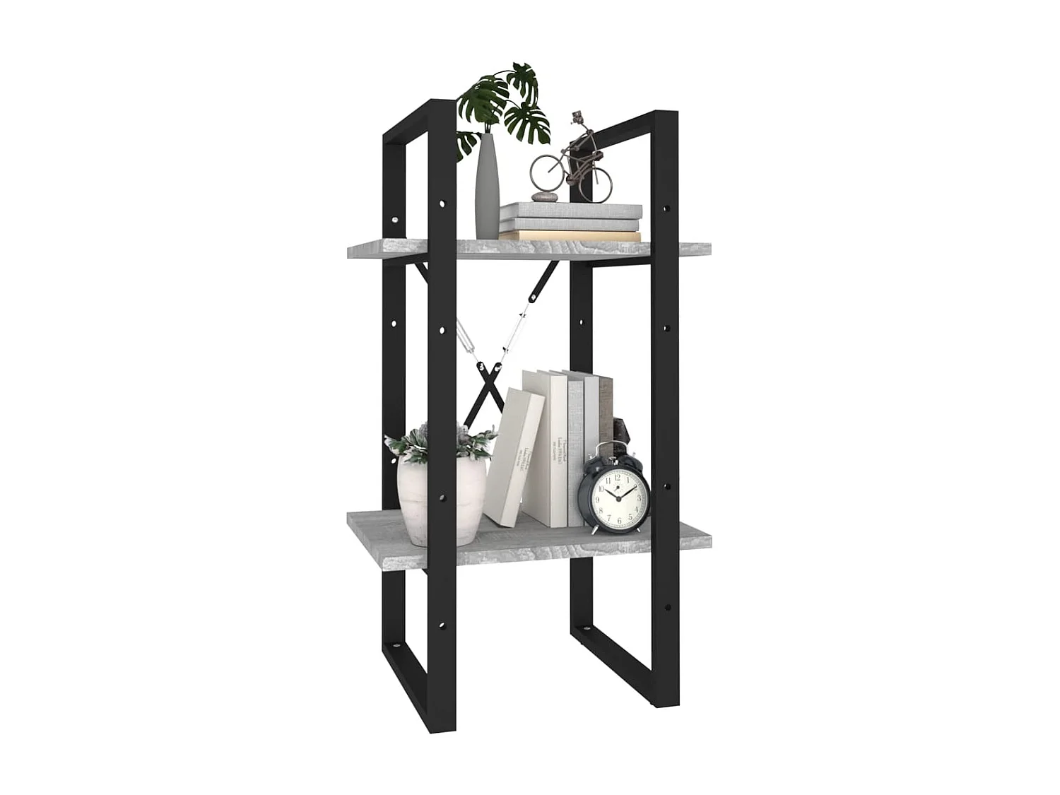 Bibliothèque | Etagère de rangement | Meuble de rangement 2 niveaux Sonoma gris 40x30x70cm Bois d'ingénierie