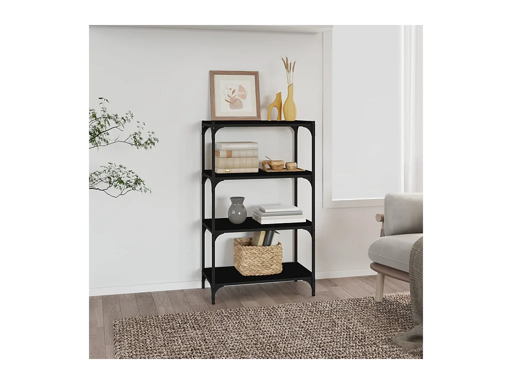 Mobile Porta libri | Scaffale Libri | Mobile di stoccaggio Nero 60x33x100cm Legno Multistrato e Acciaio